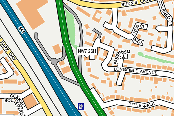 NW7 2SH map - OS OpenMap – Local (Ordnance Survey)