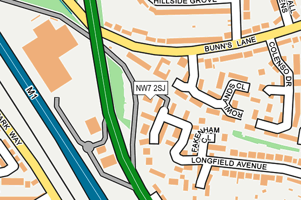NW7 2SJ map - OS OpenMap – Local (Ordnance Survey)