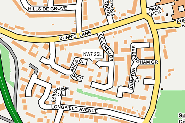 NW7 2SL map - OS OpenMap – Local (Ordnance Survey)