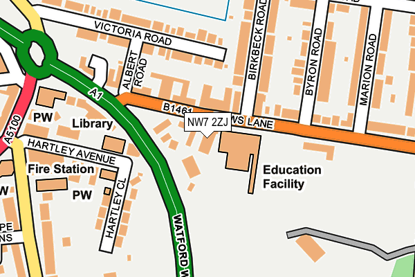 NW7 2ZJ map - OS OpenMap – Local (Ordnance Survey)