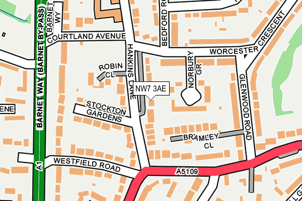 NW7 3AE map - OS OpenMap – Local (Ordnance Survey)