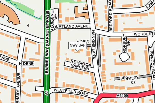 NW7 3AF map - OS OpenMap – Local (Ordnance Survey)