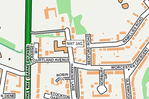 NW7 3AG map - OS OpenMap – Local (Ordnance Survey)