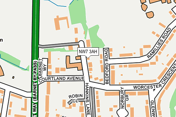 NW7 3AH map - OS OpenMap – Local (Ordnance Survey)