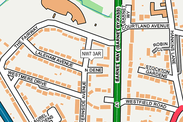 NW7 3AR map - OS OpenMap – Local (Ordnance Survey)