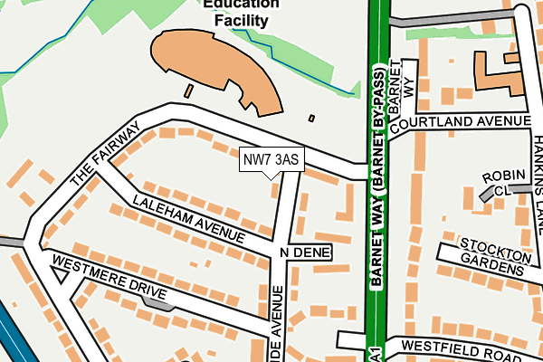 NW7 3AS map - OS OpenMap – Local (Ordnance Survey)