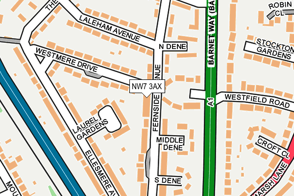 NW7 3AX map - OS OpenMap – Local (Ordnance Survey)