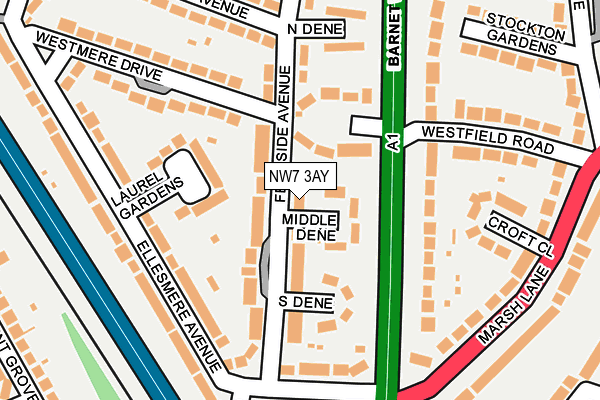 NW7 3AY map - OS OpenMap – Local (Ordnance Survey)
