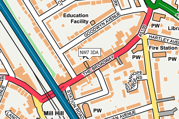 NW7 3DA map - OS OpenMap – Local (Ordnance Survey)