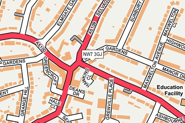 NW7 3GJ map - OS OpenMap – Local (Ordnance Survey)
