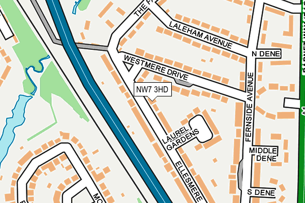 NW7 3HD map - OS OpenMap – Local (Ordnance Survey)