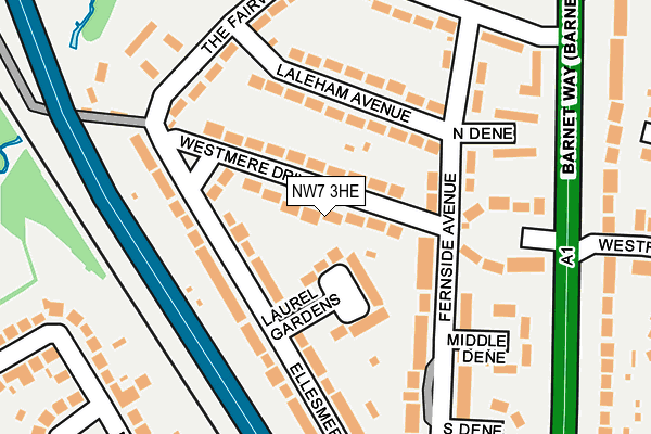 NW7 3HE map - OS OpenMap – Local (Ordnance Survey)