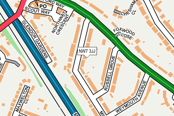 NW7 3JJ map - OS OpenMap – Local (Ordnance Survey)