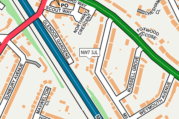 NW7 3JL map - OS OpenMap – Local (Ordnance Survey)