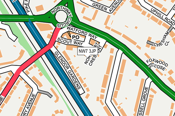 NW7 3JP map - OS OpenMap – Local (Ordnance Survey)