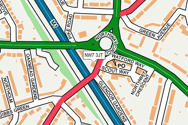 NW7 3JT map - OS OpenMap – Local (Ordnance Survey)
