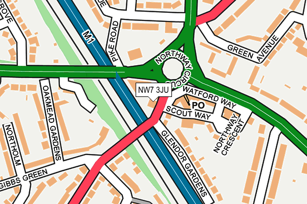 NW7 3JU map - OS OpenMap – Local (Ordnance Survey)