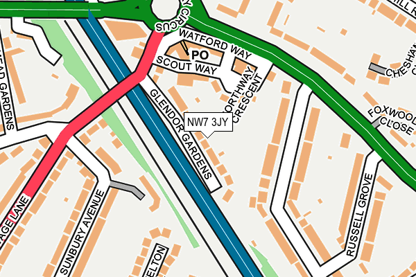NW7 3JY map - OS OpenMap – Local (Ordnance Survey)