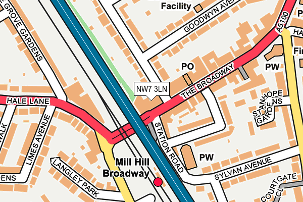 NW7 3LN map - OS OpenMap – Local (Ordnance Survey)