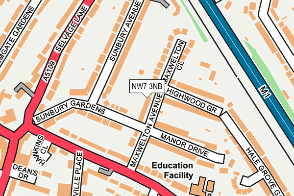 NW7 3NB map - OS OpenMap – Local (Ordnance Survey)