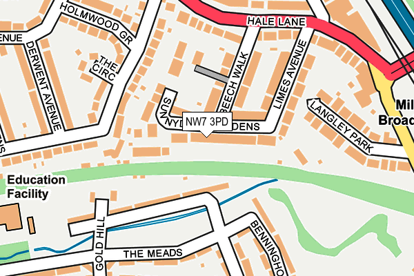 NW7 3PD map - OS OpenMap – Local (Ordnance Survey)