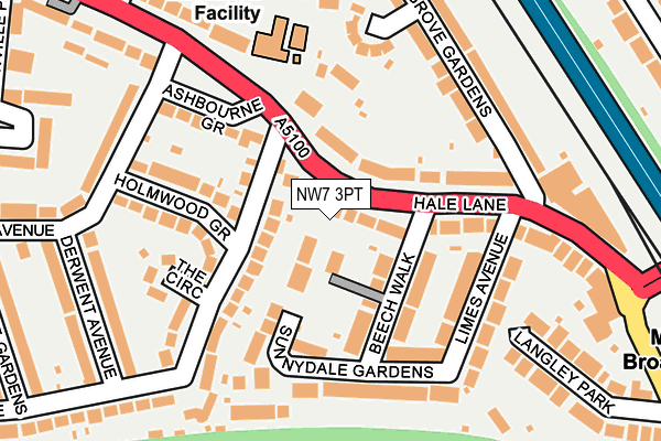NW7 3PT map - OS OpenMap – Local (Ordnance Survey)