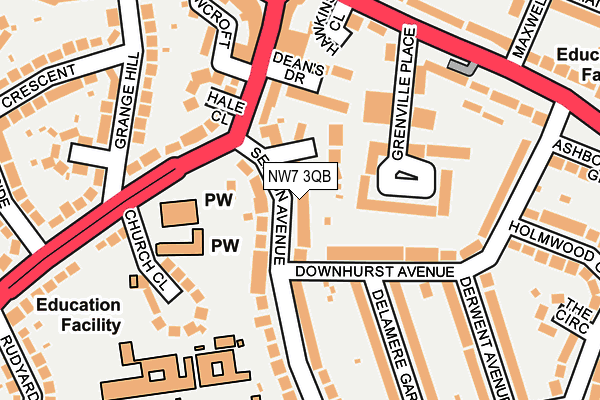NW7 3QB map - OS OpenMap – Local (Ordnance Survey)