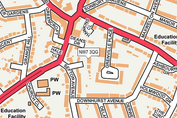 NW7 3QG map - OS OpenMap – Local (Ordnance Survey)