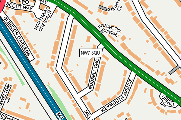 NW7 3QU map - OS OpenMap – Local (Ordnance Survey)