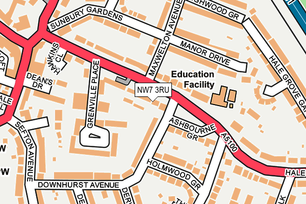 NW7 3RU map - OS OpenMap – Local (Ordnance Survey)