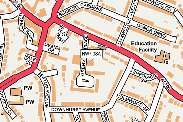 NW7 3SA map - OS OpenMap – Local (Ordnance Survey)