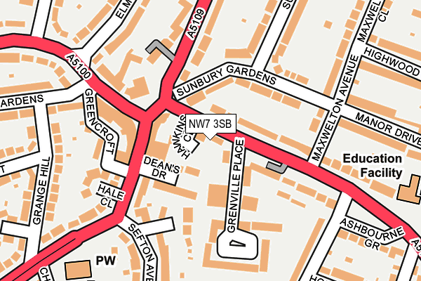 NW7 3SB map - OS OpenMap – Local (Ordnance Survey)