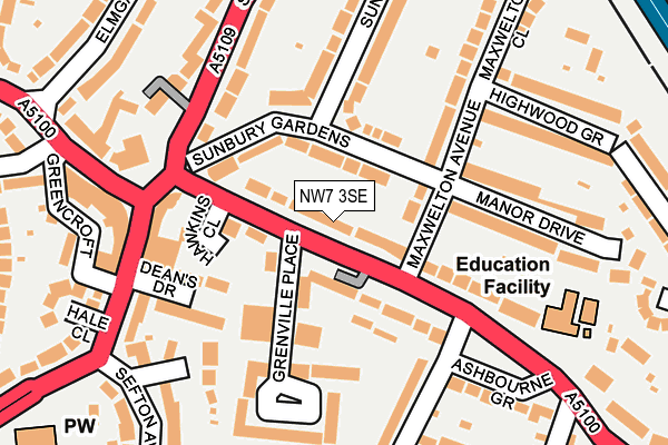 NW7 3SE map - OS OpenMap – Local (Ordnance Survey)