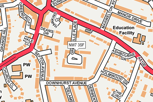 NW7 3SF map - OS OpenMap – Local (Ordnance Survey)