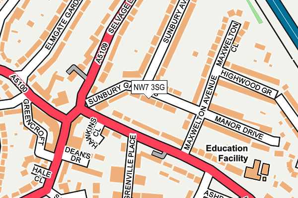 NW7 3SG map - OS OpenMap – Local (Ordnance Survey)