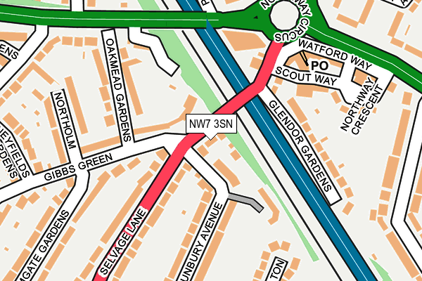 NW7 3SN map - OS OpenMap – Local (Ordnance Survey)