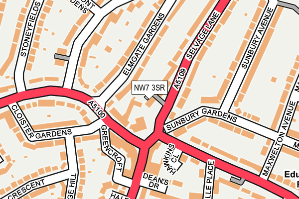 NW7 3SR map - OS OpenMap – Local (Ordnance Survey)