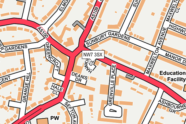 NW7 3SX map - OS OpenMap – Local (Ordnance Survey)