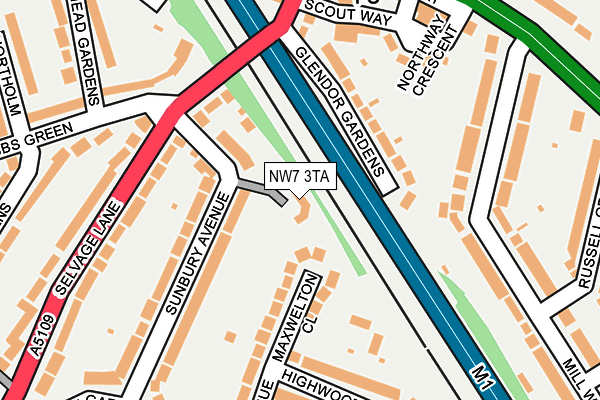 NW7 3TA map - OS OpenMap – Local (Ordnance Survey)