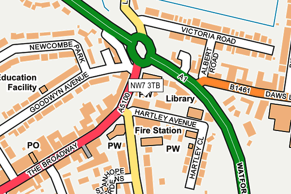 NW7 3TB map - OS OpenMap – Local (Ordnance Survey)