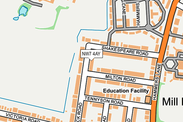 NW7 4AY map - OS OpenMap – Local (Ordnance Survey)