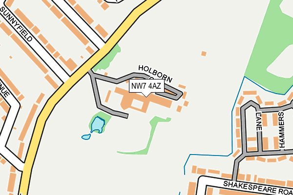 NW7 4AZ map - OS OpenMap – Local (Ordnance Survey)