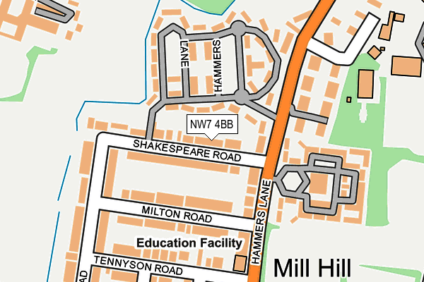 NW7 4BB map - OS OpenMap – Local (Ordnance Survey)