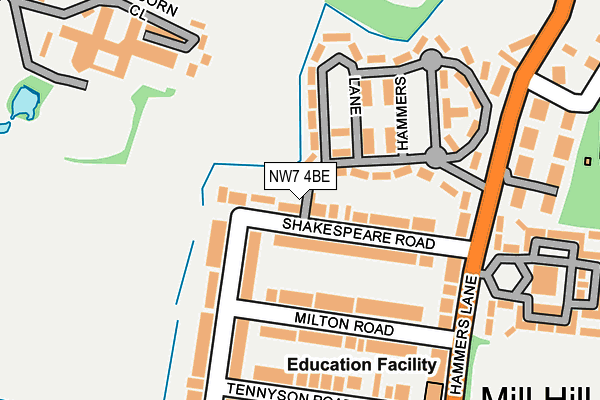 NW7 4BE map - OS OpenMap – Local (Ordnance Survey)