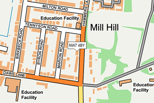 NW7 4BY map - OS OpenMap – Local (Ordnance Survey)