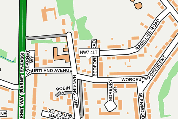 NW7 4LT map - OS OpenMap – Local (Ordnance Survey)