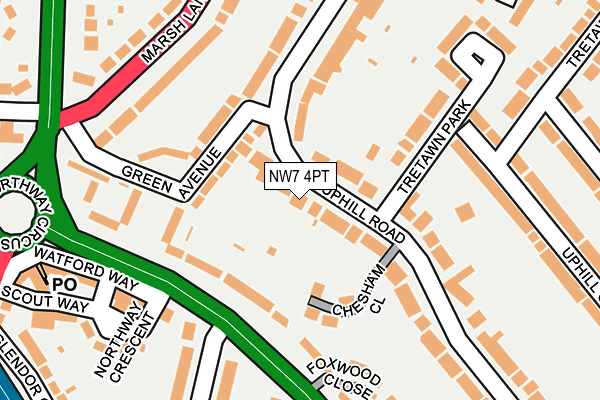 NW7 4PT map - OS OpenMap – Local (Ordnance Survey)