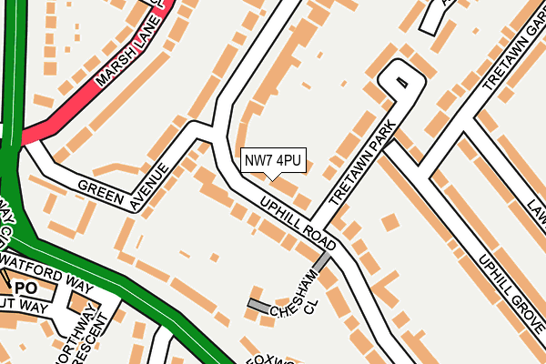 NW7 4PU map - OS OpenMap – Local (Ordnance Survey)