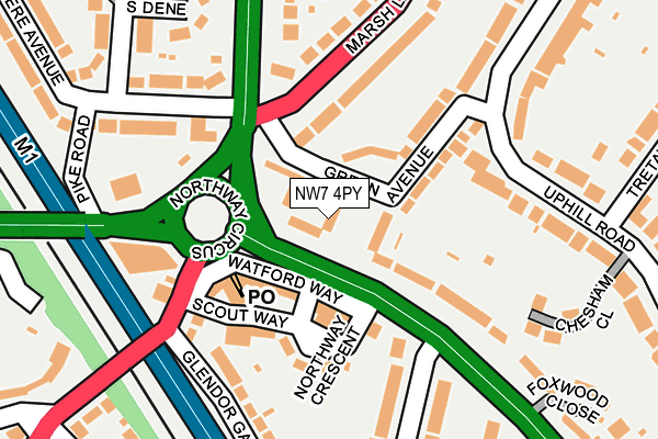 NW7 4PY map - OS OpenMap – Local (Ordnance Survey)