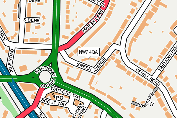 NW7 4QA map - OS OpenMap – Local (Ordnance Survey)